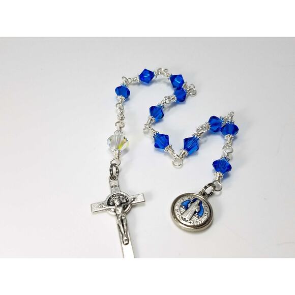 St. Benedict Blue Handmade One Decade Rosary - Picture 10 of 10